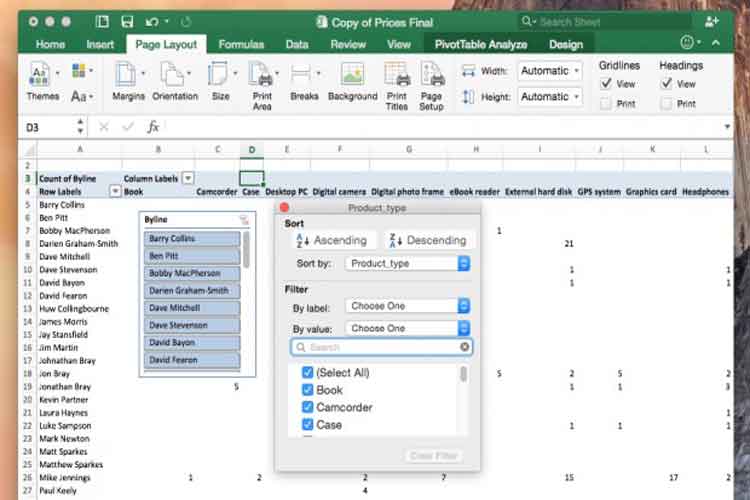 data analysis excel training