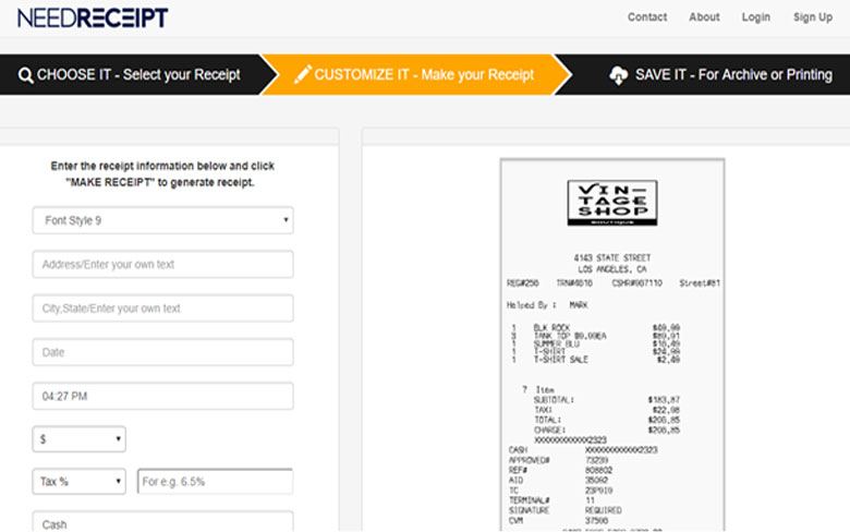 receipts generator