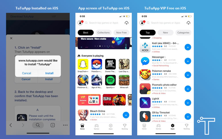 TuTuApp Installed, Home Screen, VIP Free on iOS