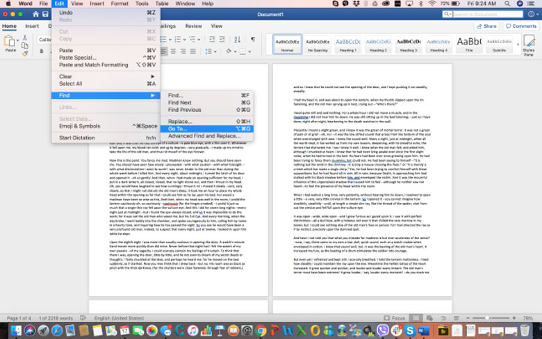 How can you delete a page in WORD on MAC - Step 1