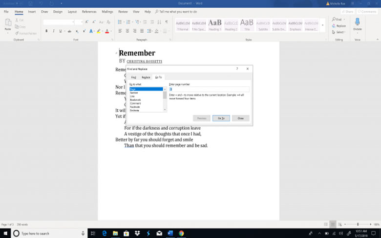 How can you delete a page in WORD on Windows 10 - Step 1