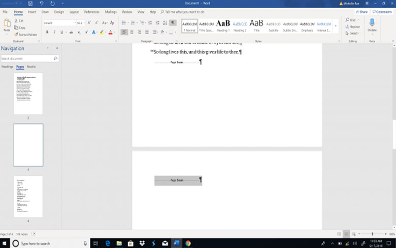 How can you delete a page in WORD on Windows 10 - Step 3