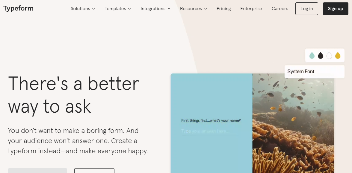 Typeform homepage