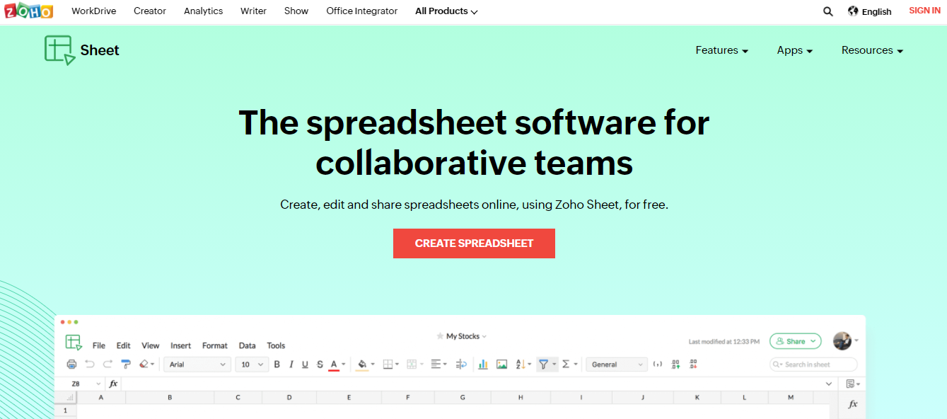 Zoho Sheet