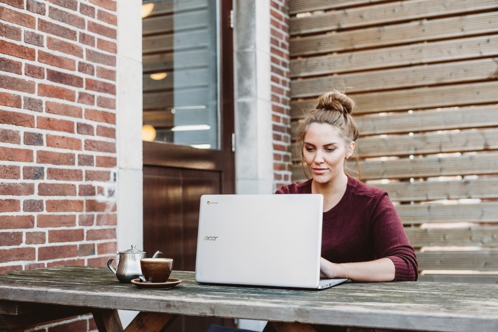 Girl using laptop