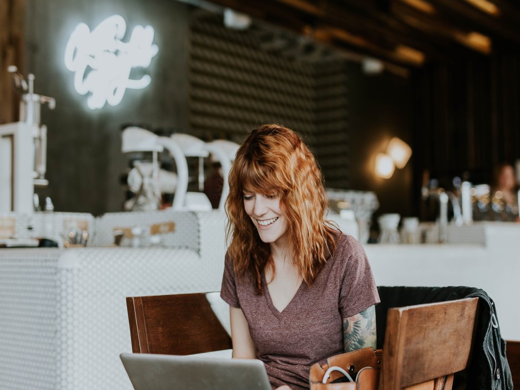 A woman with a laptop