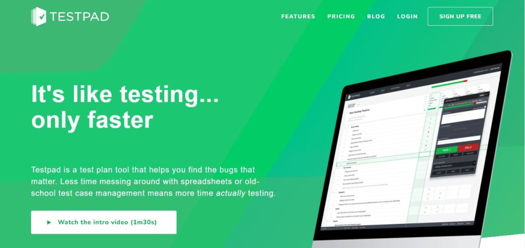 Testpad landing page