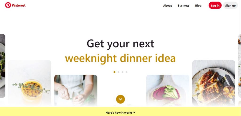 Pinterest landing page