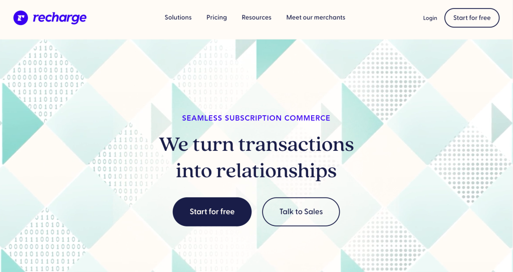 Recharge landing page