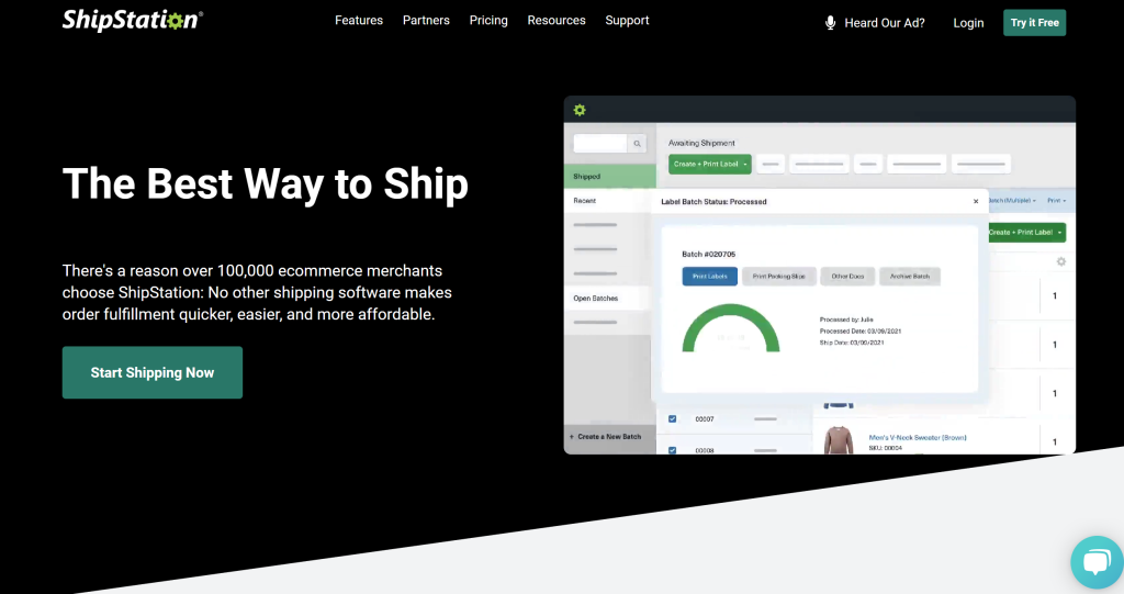 ShipStation landing page