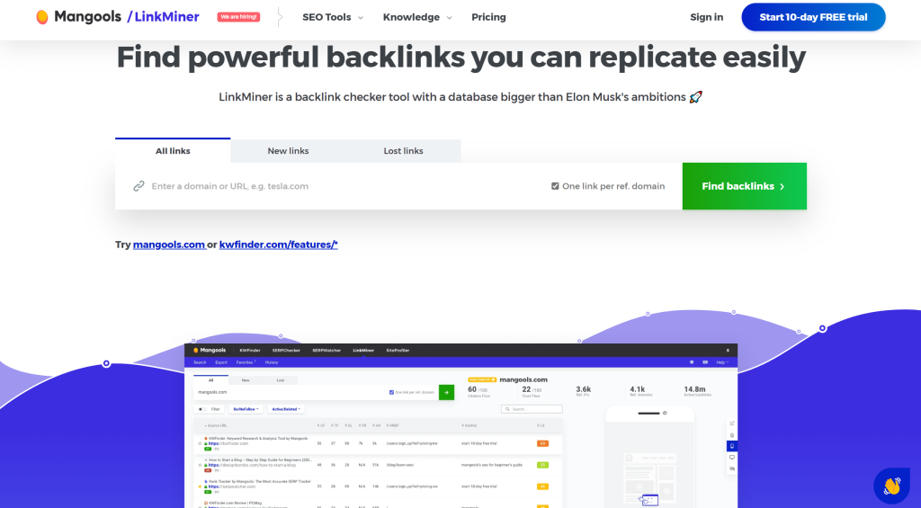 Link Miner landing page