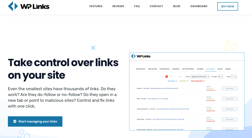 WP Links landing page