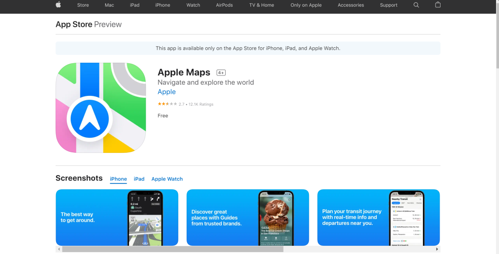 Apple Maps landing page