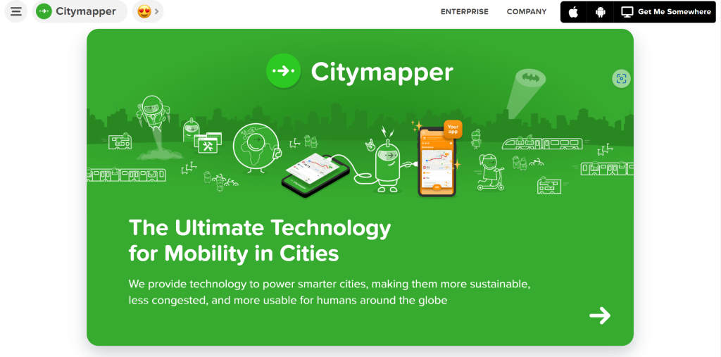 Citymapper landing page