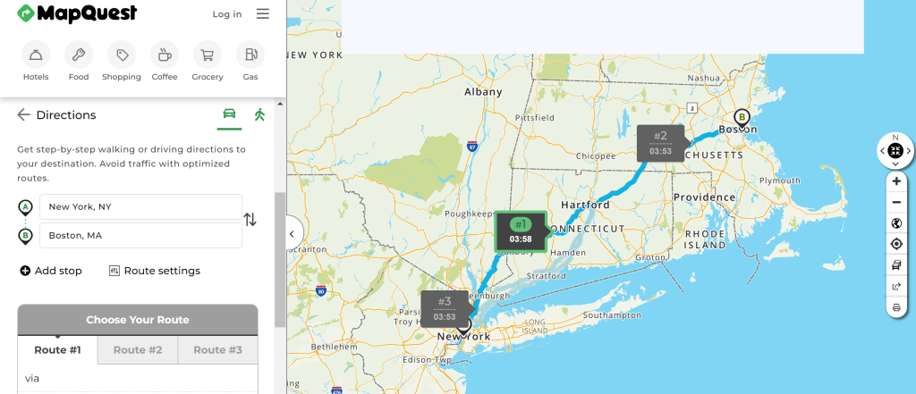 MapQuest landing page