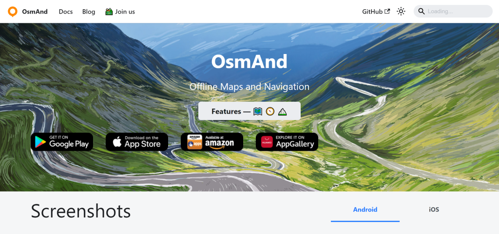 OsmAnd landing page