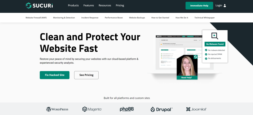 Sucuri landing page