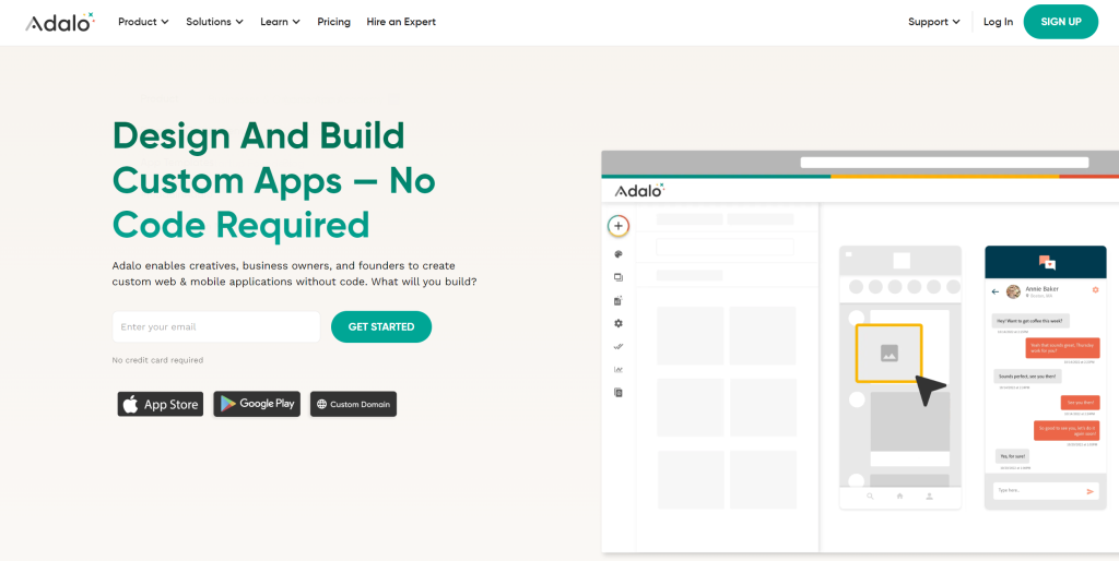 Adalo landing page