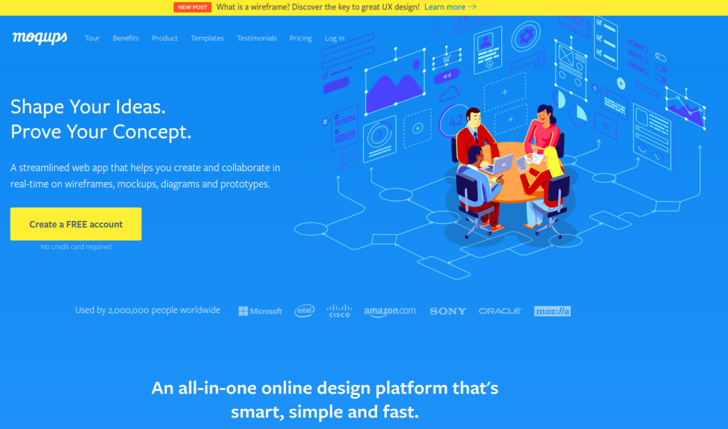 Moqups landing page